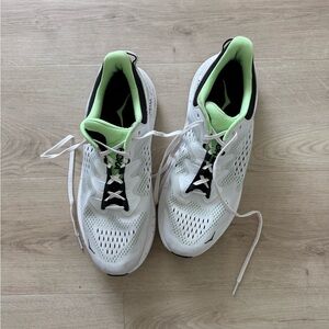 Hoka Men's White Athletic Shoes with Lime Green Accents